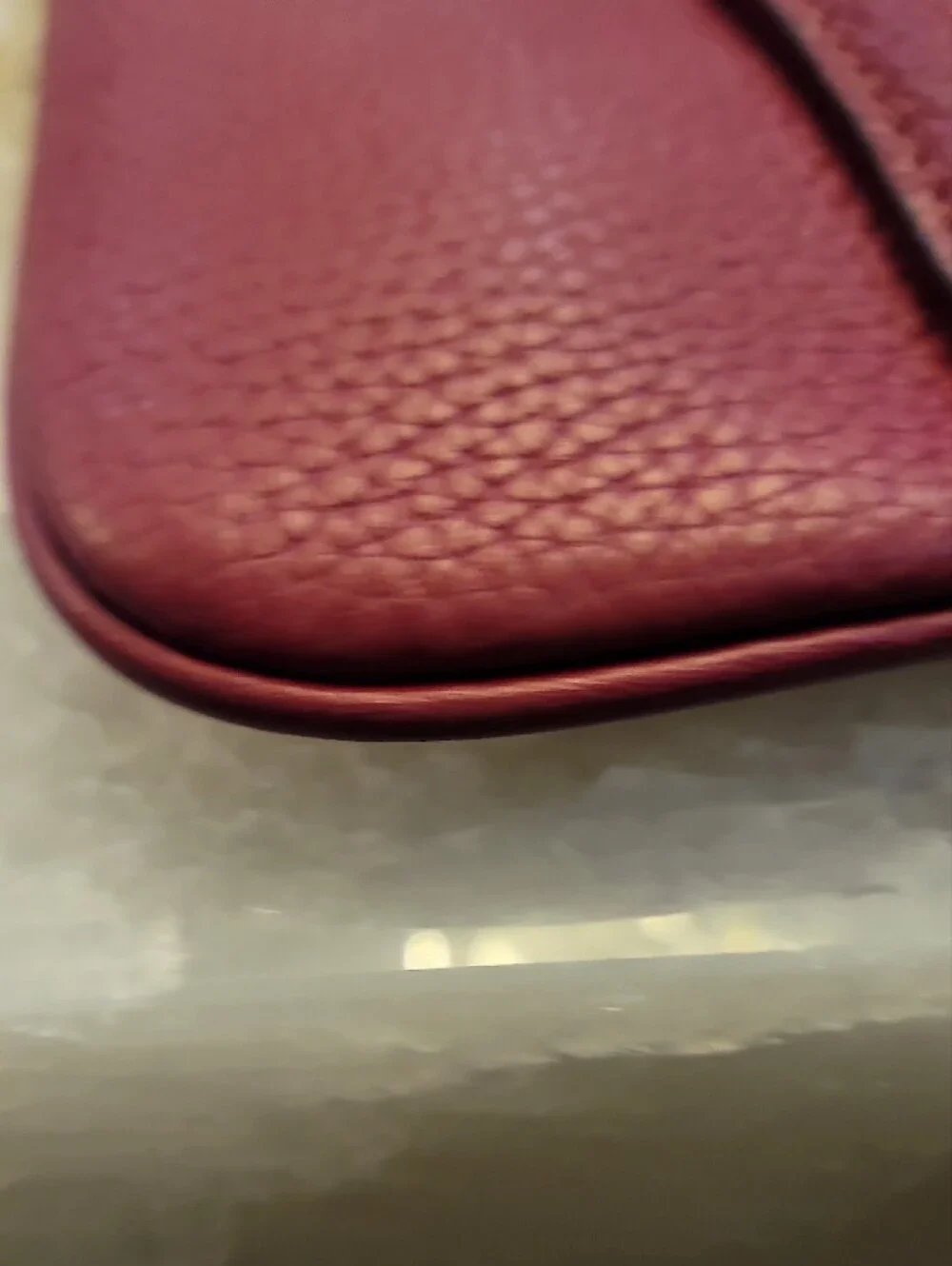 Michael Kors Cherry Pebbled Leather Clutch With Gold Hardware